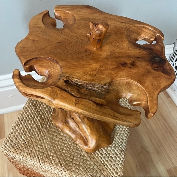 Handmade Custom Rustic Reclaimed Teal Hardwood Wine Holder Side Console Table - Picture 1 of 10